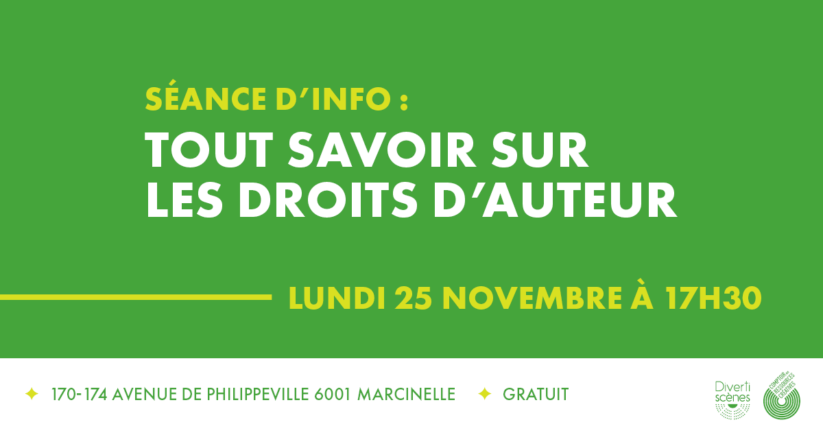 Séance d'info : TOUT SAVOIR SUR LES DROITS D'AUTEUR - 25/11 à 12h30